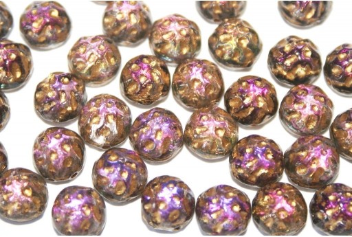 Baroque Cabochon 2 Hole Backlit Purple Haze Gold 7mm - 12pcs