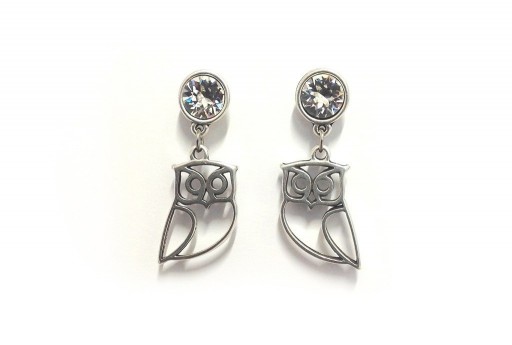 Earrings Kit Chaton Swarovski SS39 and Owl