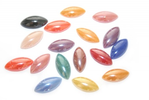 Ceramic Cabochon Mix Color Navette 14x7mm - 30pcs