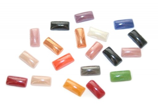 Cabochon in Ceramica Mix Color Rettangolo 10x5mm - 50pz