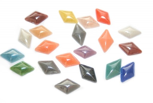 Cabochon in Ceramica Mix Color Rombo 12x7mm - 50pz