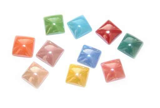 Ceramic Cabochon Mix Color Square 10mm - 25pcs