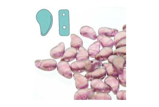 Czech Glass Beads Paisley Duo Halo Persian Pink 8x5mm - 10gr