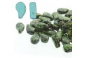 Czech Glass Beads Paisley Duo Jet Green Confetti 8x5mm - 10gr