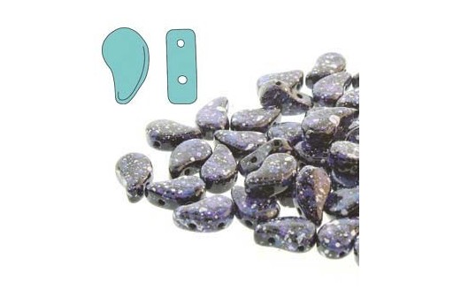 Czech Glass Beads Paisley Duo Jet Indigo Confetti 8x5mm - 10gr