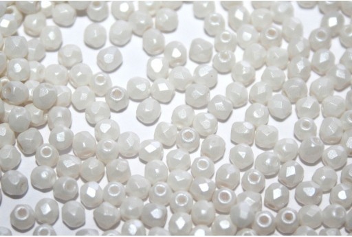 Fire Polished Beads Powdery Pastel White 3mm - 60pz