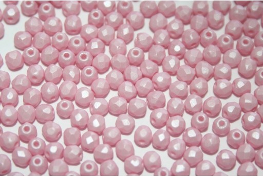 Fire Polished Beads Powdery Pastel Pink 3mm - 60pz