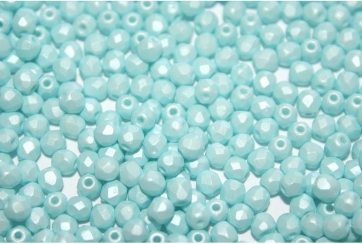 Fire Polished Beads Powdery Pastel Turquoise 3mm - 60pz