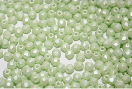 Fire Polished Beads Powdery Pastel Lime 3mm - 60pz