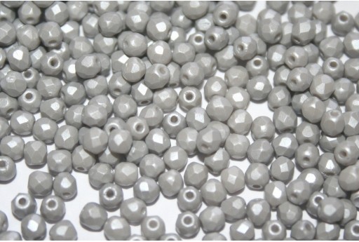 Fire Polished Beads Powdery Pastel Grey 3mm - 60pz