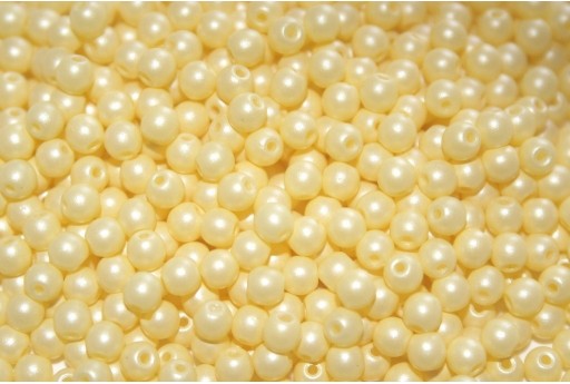 Czech Round Beads Powdery Pastel Yellow 3mm - 100pcs