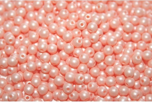 Czech Round Beads Powdery Pastel Peach 3mm - 100pcs