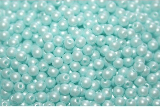 Czech Round Beads Powdery Pastel Turquoise 3mm - 100pcs