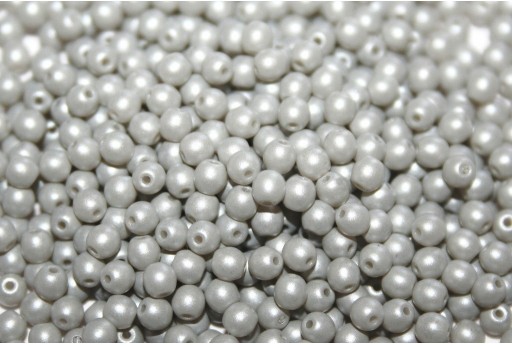 Czech Round Beads Powdery Pastel Grey 3mm - 100pcs