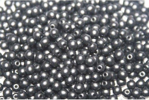 Czech Round Beads Powdery Jet 3mm - 100pcs