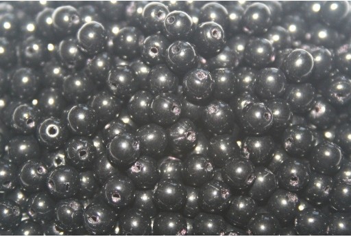 Czech Round Beads Jet 4mm - 100pcs