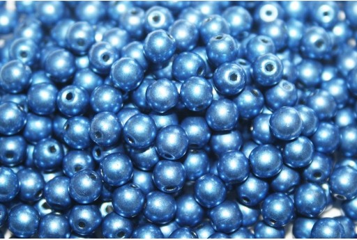 Czech Round Beads Saturated Metallic Navy Peony 4mm - 100pcs