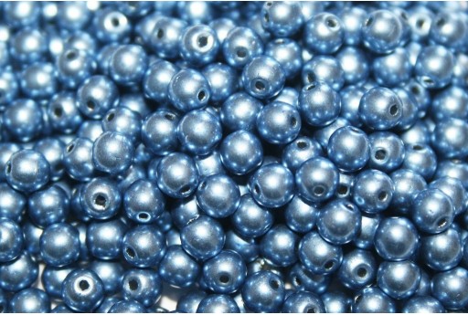 Czech Round Beads Saturated Metallic Neutral Blue 4mm - 100pcs