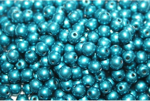 Czech Round Beads Saturated Metallic Shaded Spruce 4mm - 100pcs