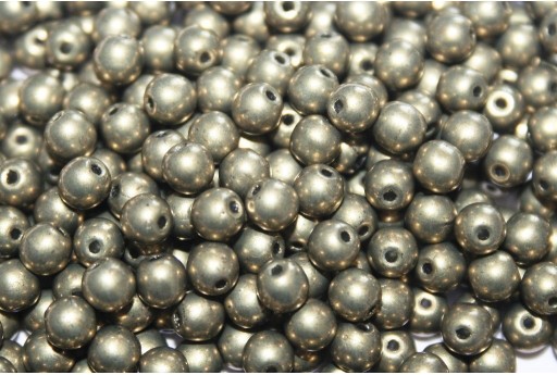 Czech Round Beads Saturated Metallic Golden Lime 4mm - 100pcs