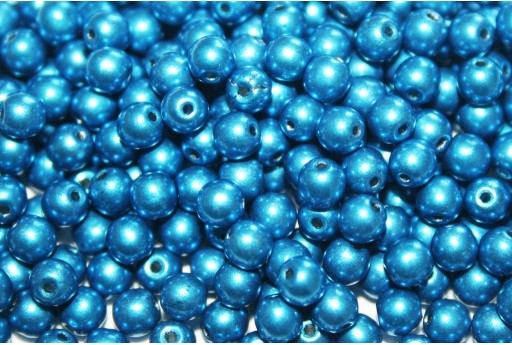 Czech Round Beads Saturated Metallic Marina 4mm - 100pcs