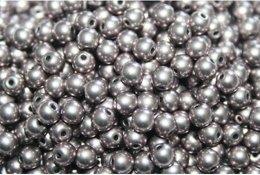 Czech Round Beads Saturated Metallic Almost Mauve 4mm - 100pcs
