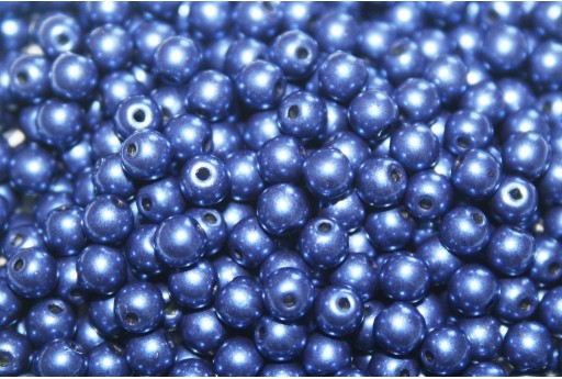 Czech Round Beads Saturated Metallic Ultra Blue 4mm - 100pcs