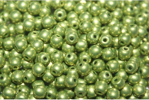 Czech Round Beads Saturated Metallic Lime Punch 4mm - 100pcs