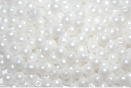 Czech Round Beads Powdery Pastel White 4mm - 100pcs