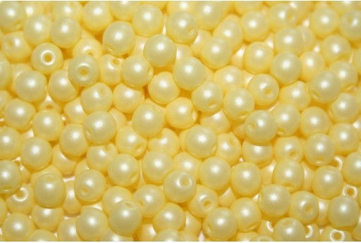 Czech Round Beads Powdery Pastel Yellow 4mm - 100pcs