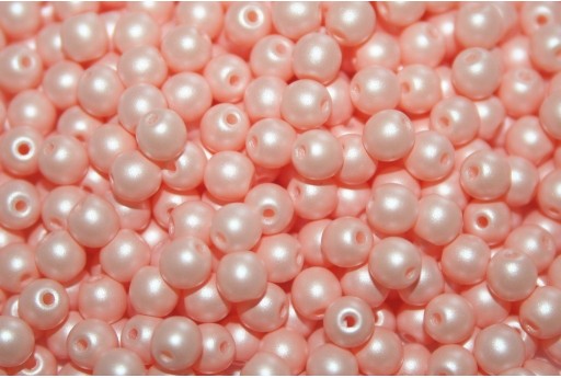 Czech Round Beads Powdery Pastel Peach 4mm - 100pcs