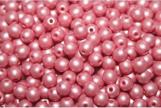 Czech Round Beads Powdery Pastel Coral 4mm - 100pcs