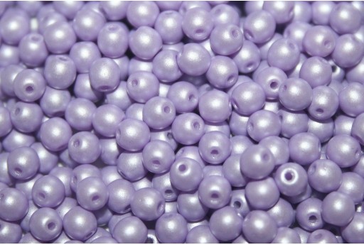 Czech Round Beads Powdery Pastel Purple 4mm - 100pcs