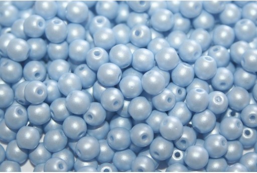Czech Round Beads Powdery Pastel Blue 4mm - 100pcs