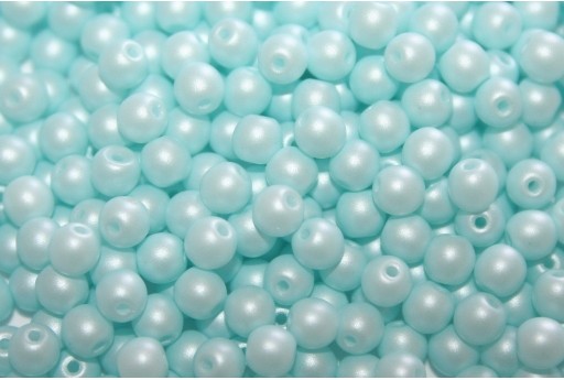 Czech Round Beads Powdery Pastel Turquoise 4mm - 100pcs