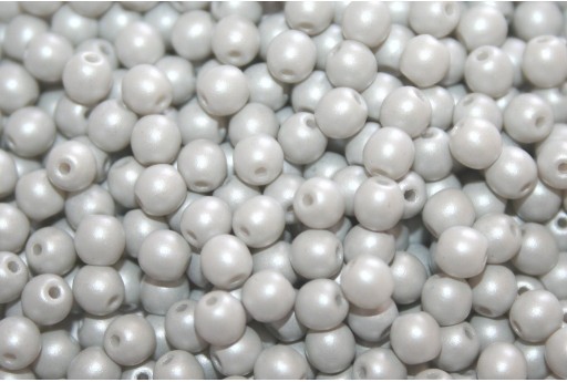 Czech Round Beads Powdery Pastel Grey 4mm - 100pcs