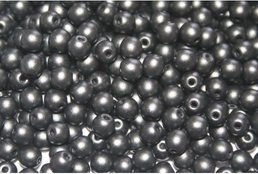 Czech Round Beads Powdery Jet 4mm - 100pcs