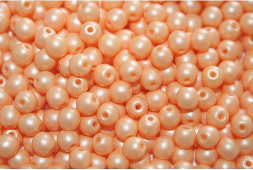 Czech Round Beads Powdery Pastel Orange 4mm - 100pcs