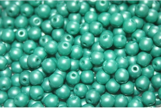 Czech Round Beads Powdery Teal 4mm - 100pcs