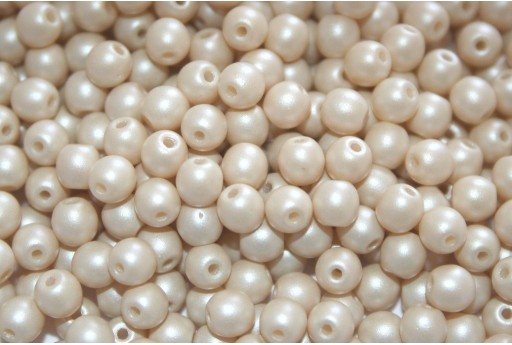 Czech Round Beads Powdery Beige 4mm - 100pcs