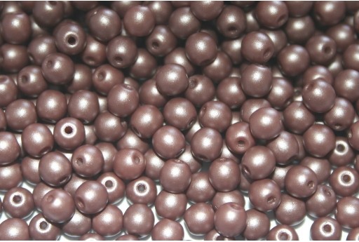 Czech Round Beads Powdery Brown 4mm - 100pcs