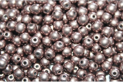 Czech Round Beads Saturated Metallic Pale Dogwood 4mm - 100pcs