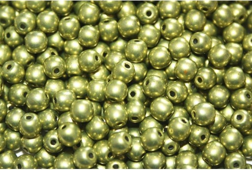 Czech Round Beads Saturated Metallic Primrose Yellow 4mm - 100pcs