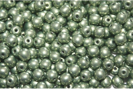 Czech Round Beads Saturated Metallic Greenery 4mm - 100pcs