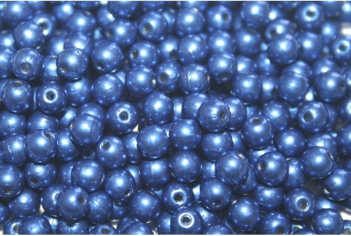 Czech Round Beads Saturated Metallic Lapis Blue 4mm - 100pcs