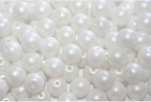 Czech Round Beads Powdery Pastel White 6mm - 50pcs