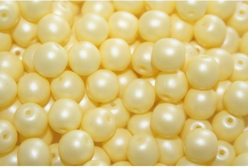 Czech Round Beads Powdery Pastel Yellow 6mm - 50pcs