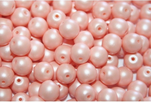 Czech Round Beads Powdery Pastel Peach 6mm - 50pcs