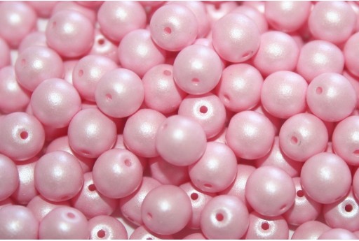 Czech Round Beads Powdery Pastel Pink 6mm - 50pcs