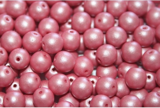 Czech Round Beads Powdery Pastel Coral 6mm - 50pcs